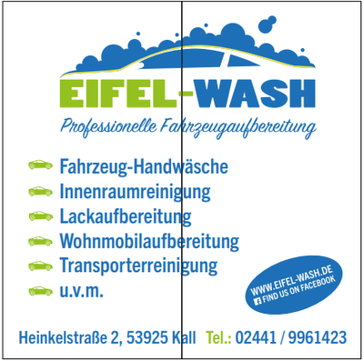 Eifel-Wash Fahrzeugaufbereitung, Kall — Sponsor der SG Rotbachtal-Strempt